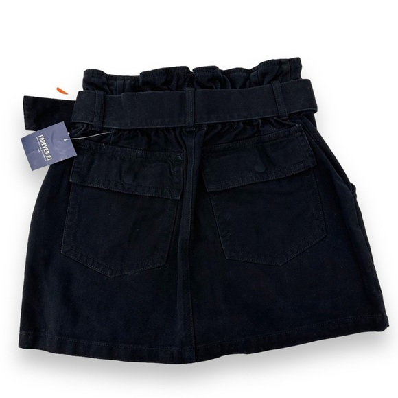 NEW Forever 21 Black Denim Snap Button Down Mini Skirt Resort Collection Small - Picture 4 of 5
